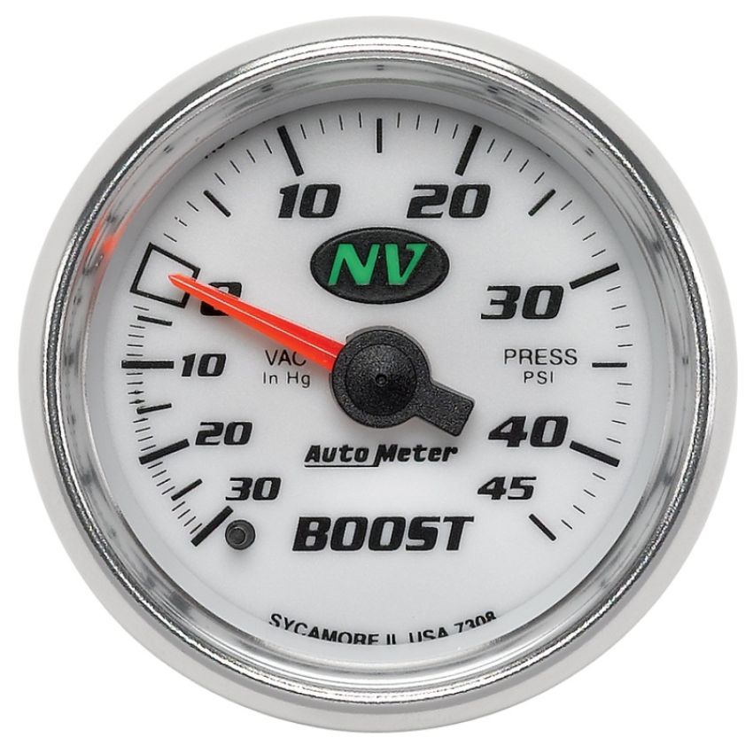 AutoMeter 7308 52mm Mechanical 30 In Hg-Vac/45 PSI Vacuum / Boost Gauge