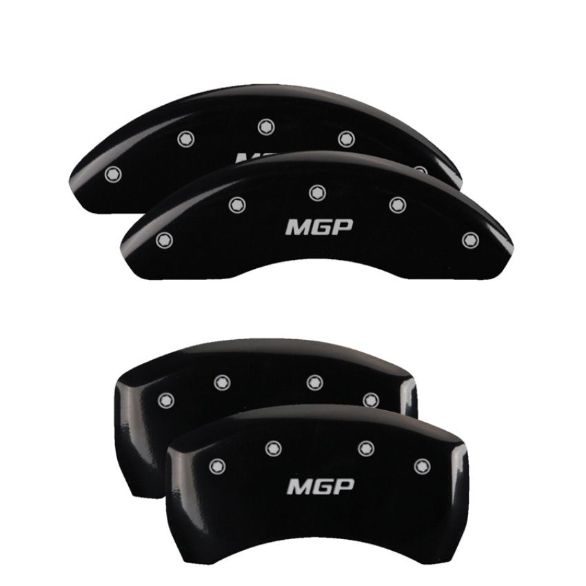 MGP 15212SMGPBK 4 Caliper Covers Engraved Front & Rear  Black finish silver ch