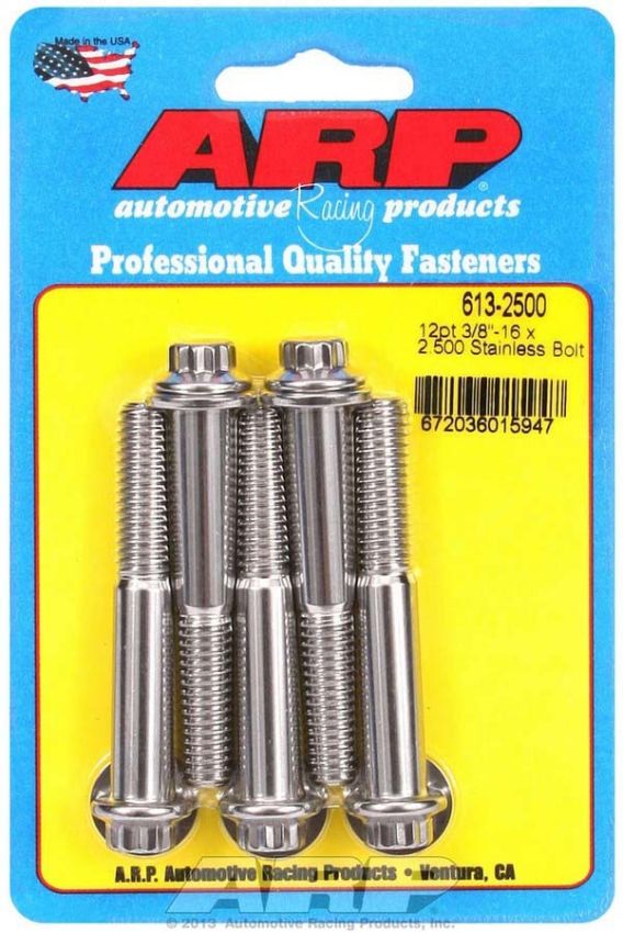 ARP ARP613-2500 S/S Bolt Kit - 12pt. (5) 3/8-16 x 2.500
