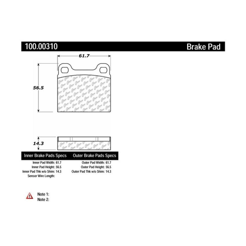 CENTRIC PARTS 100.00310 Centric Original Equipment Formula Brake Pads
