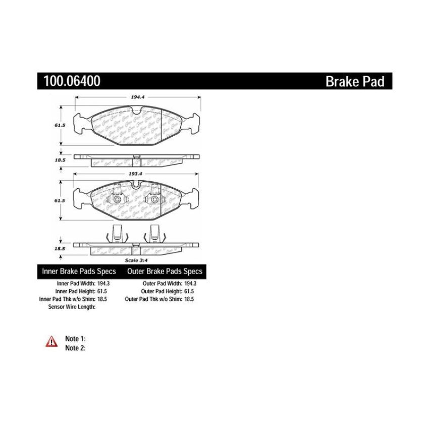 CENTRIC PARTS 100.06400 Centric Original Equipment Formula Brake Pads