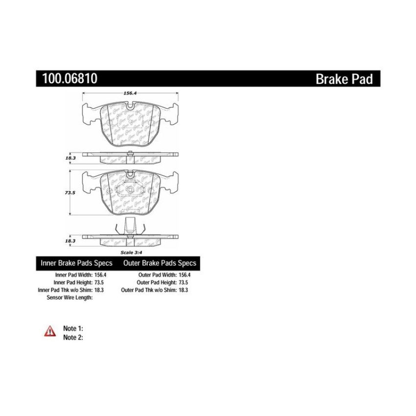 CENTRIC PARTS 100.06810 Centric Original Equipment Formula Brake Pads with Hardware