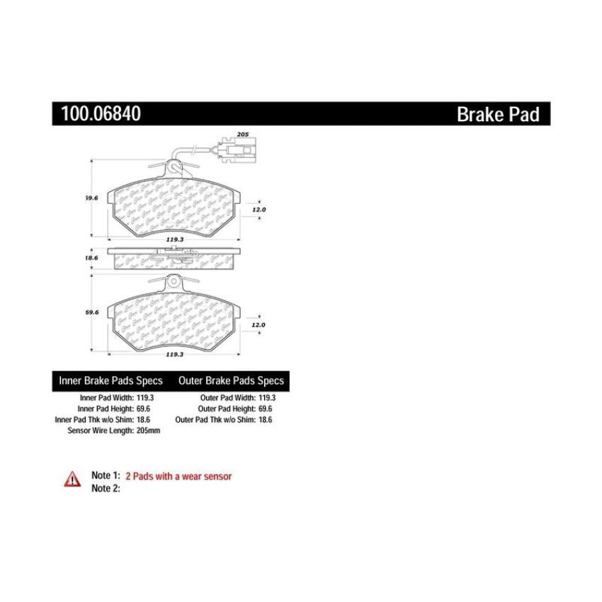 CENTRIC PARTS 100.06840 Centric Original Equipment Formula Brake Pads with Hardware