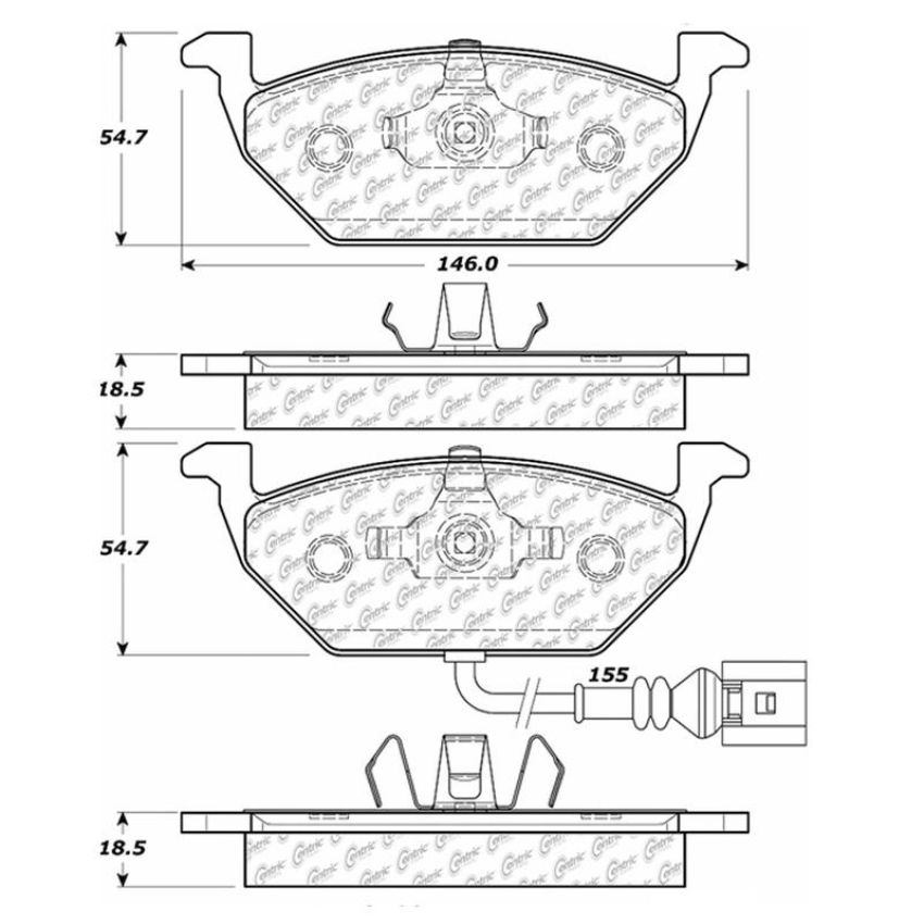 CENTRIC PARTS 100.07681 Centric Original Equipment Formula Brake Pads with Hardware