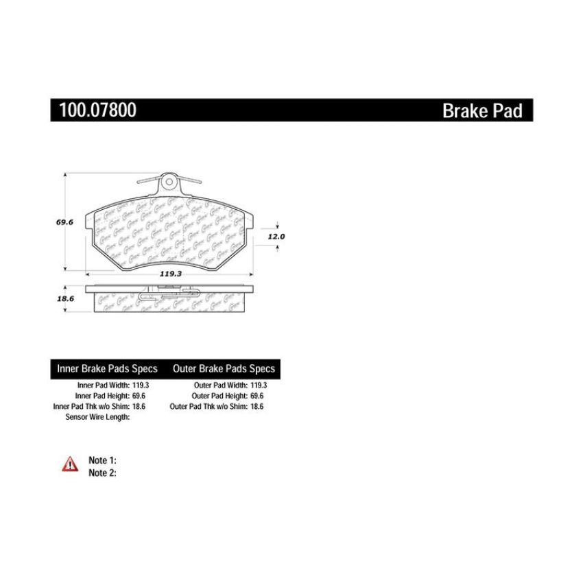 CENTRIC PARTS 100.07800 Centric Original Equipment Formula Brake Pads