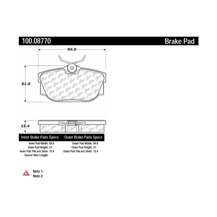 CENTRIC PARTS 100.08770 Centric Original Equipment Formula Brake Pads with Hardware