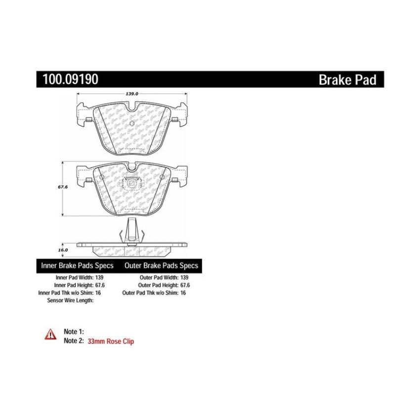 CENTRIC PARTS 100.09190 Centric Original Equipment Formula Brake Pads with Hardware