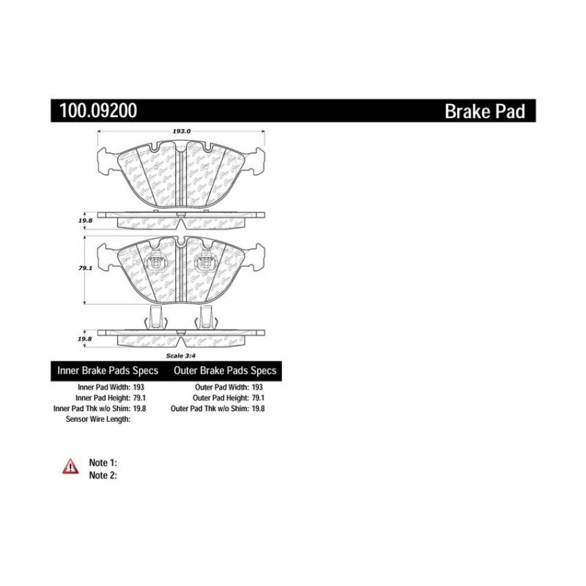CENTRIC PARTS 100.09200 Centric Original Equipment Formula Brake Pads with Hardware