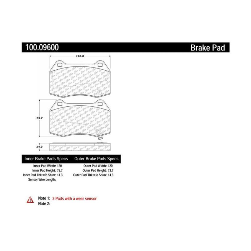 CENTRIC PARTS 100.09600 Centric Original Equipment Formula Brake Pads with Hardware
