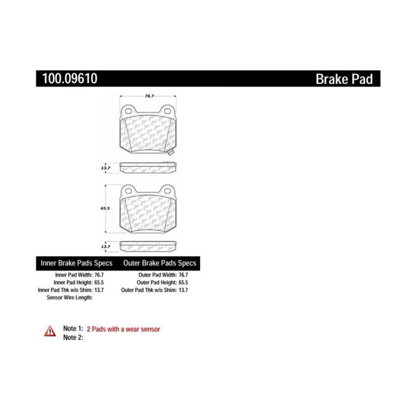 CENTRIC PARTS 100.09610 Centric Original Equipment Formula Brake Pads with Hardware