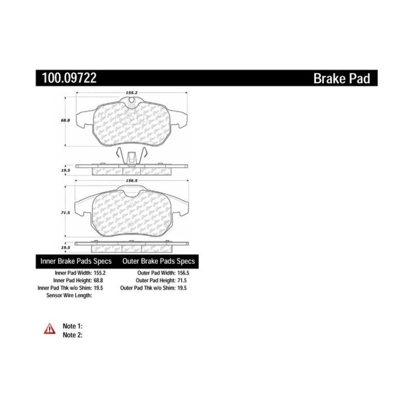 CENTRIC PARTS 100.09722 Centric Original Equipment Formula Brake Pads with Hardware