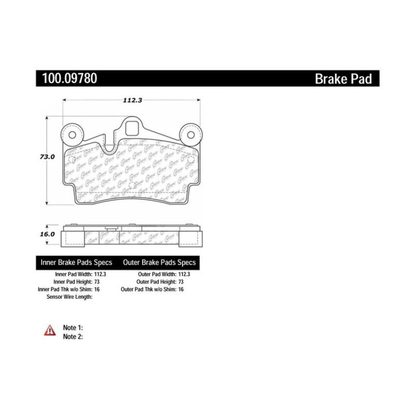 CENTRIC PARTS 100.09780 Centric Original Equipment Formula Brake Pads with Hardware