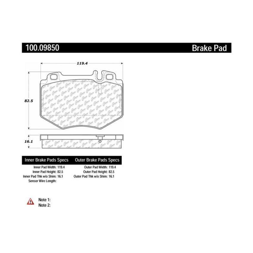 CENTRIC PARTS 100.09850 Centric Original Equipment Formula Brake Pads with Hardware