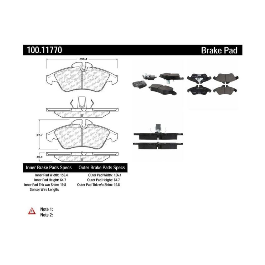 CENTRIC PARTS 100.11770 Centric Original Equipment Formula Brake Pads with Hardware