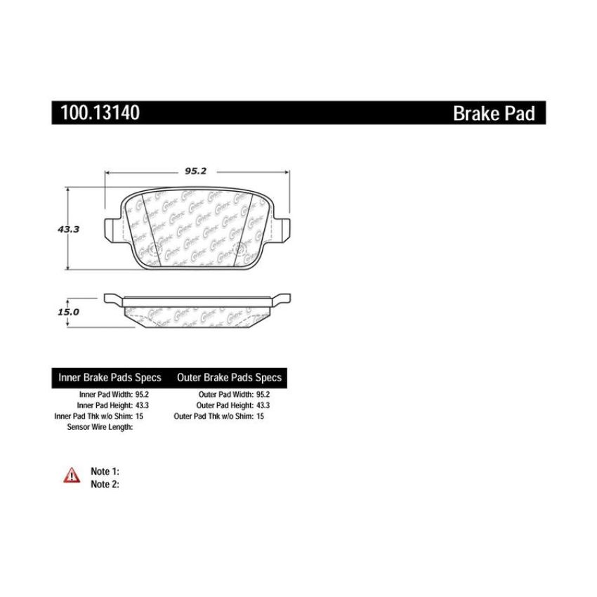 CENTRIC PARTS 100.13140 Centric Original Equipment Formula Brake Pads with Hardware