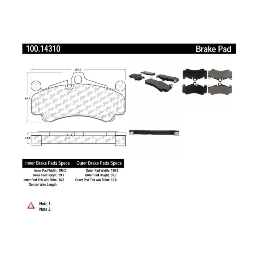 CENTRIC PARTS 100.14310 Centric Original Equipment Formula Brake Pads with Hardware
