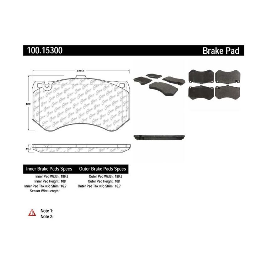 CENTRIC PARTS 100.15300 Centric Original Equipment Formula Brake Pads with Hardware