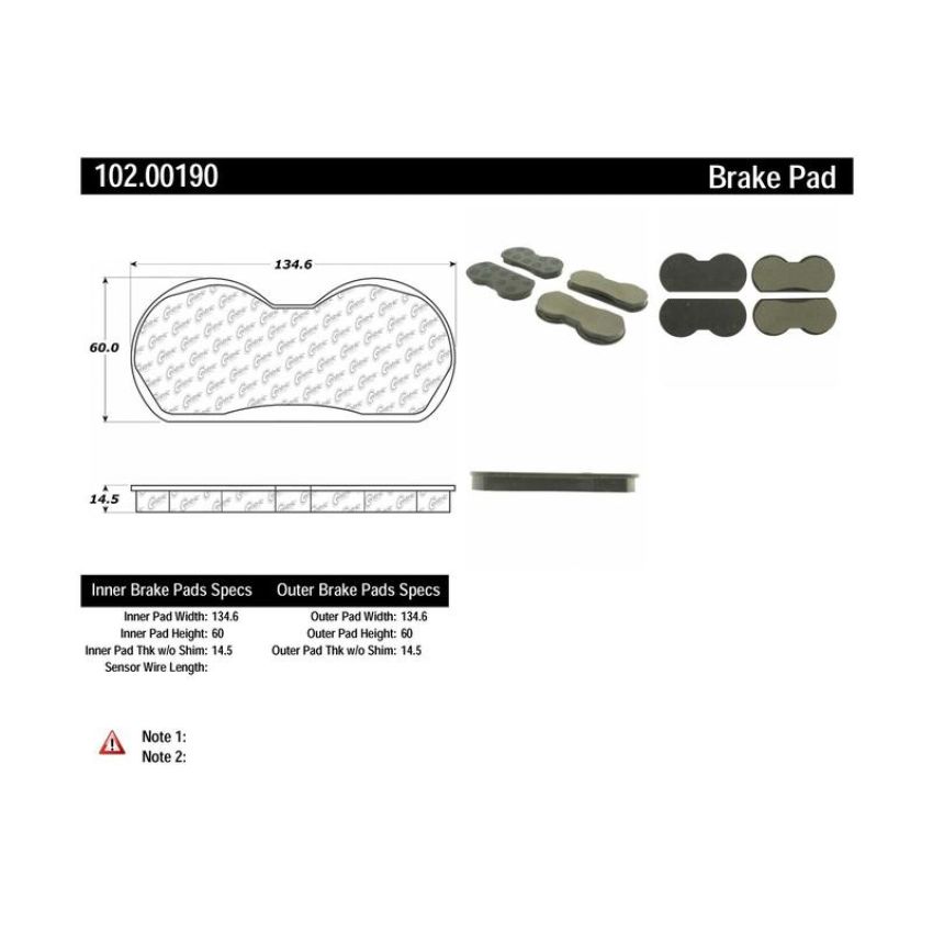 CENTRIC PARTS 102.00190 C-Tek Semi-Metallic Brake Pads with Shims