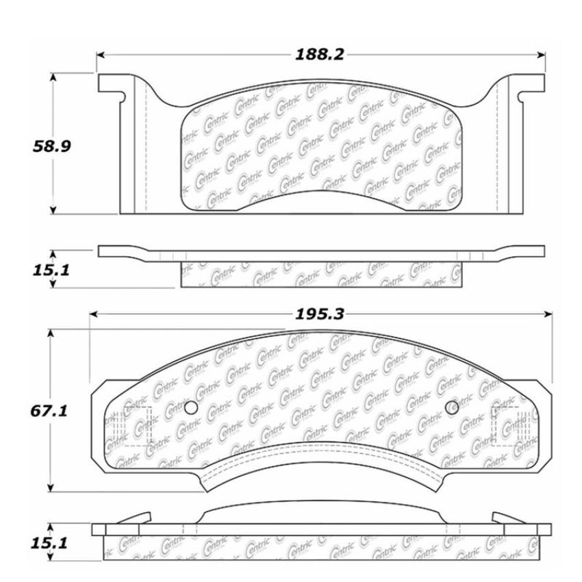 CENTRIC PARTS 102.00330 C-Tek Semi-Metallic Brake Pads with Shims