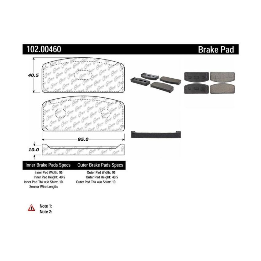 CENTRIC PARTS 102.00460 C-Tek Semi-Metallic Brake Pads with Shims