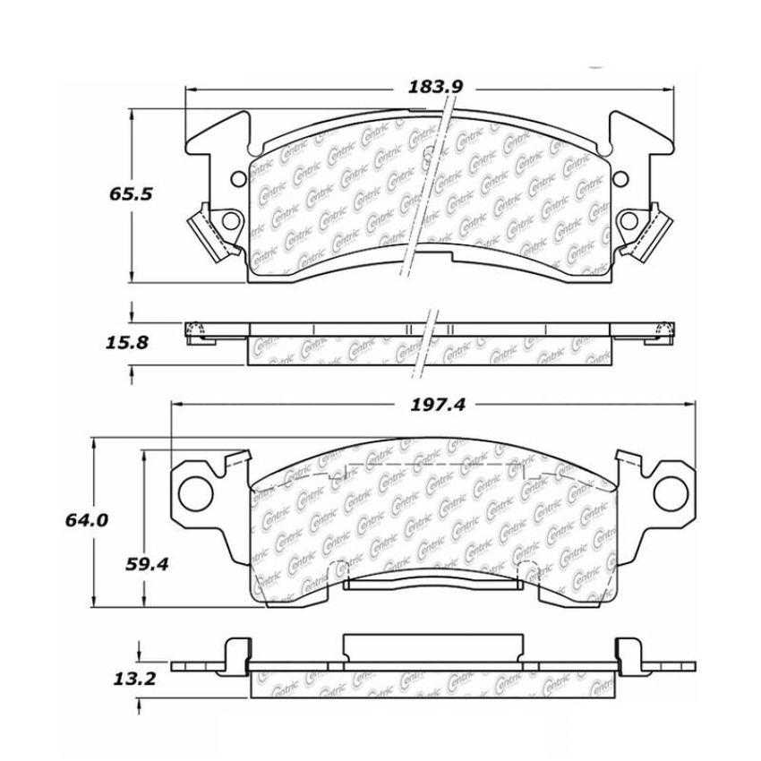 CENTRIC PARTS 102.00520 C-Tek Semi-Metallic Brake Pads with Shims