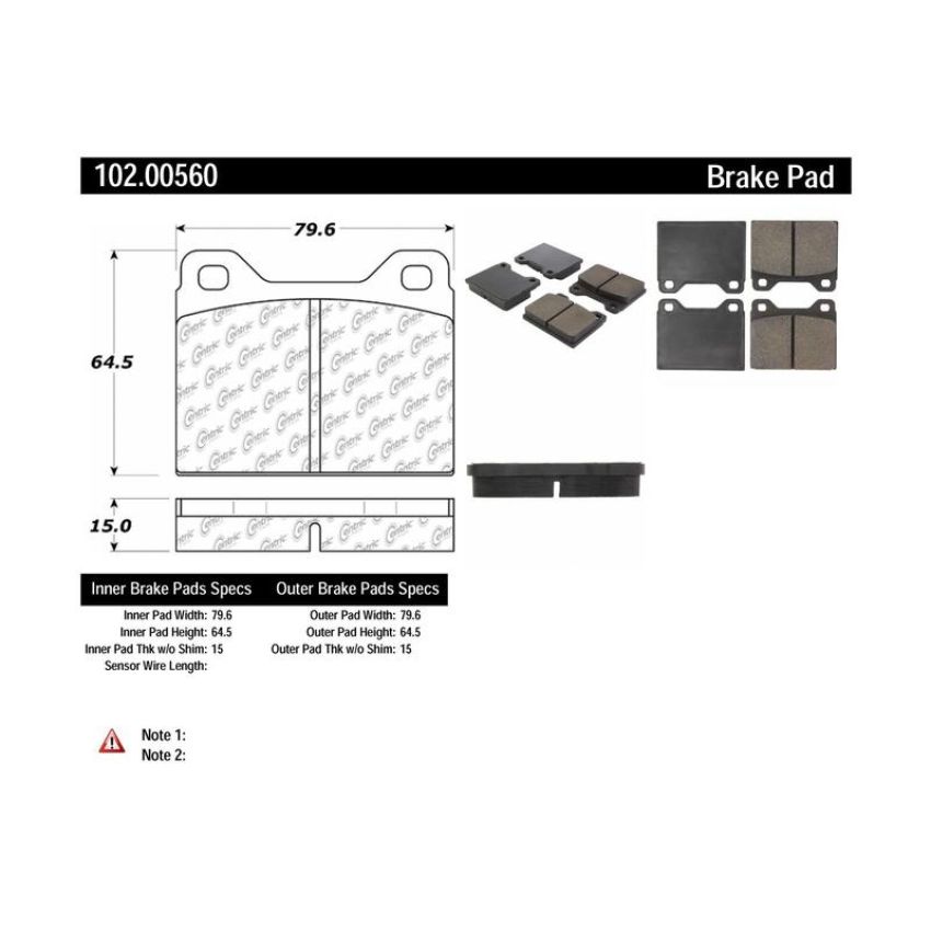CENTRIC PARTS 102.00560 C-Tek Semi-Metallic Brake Pads with Shims