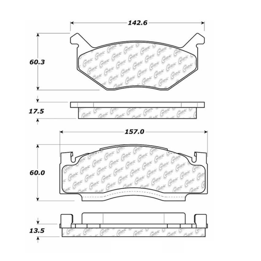 CENTRIC PARTS 102.00840 C-Tek Semi-Metallic Brake Pads with Shims