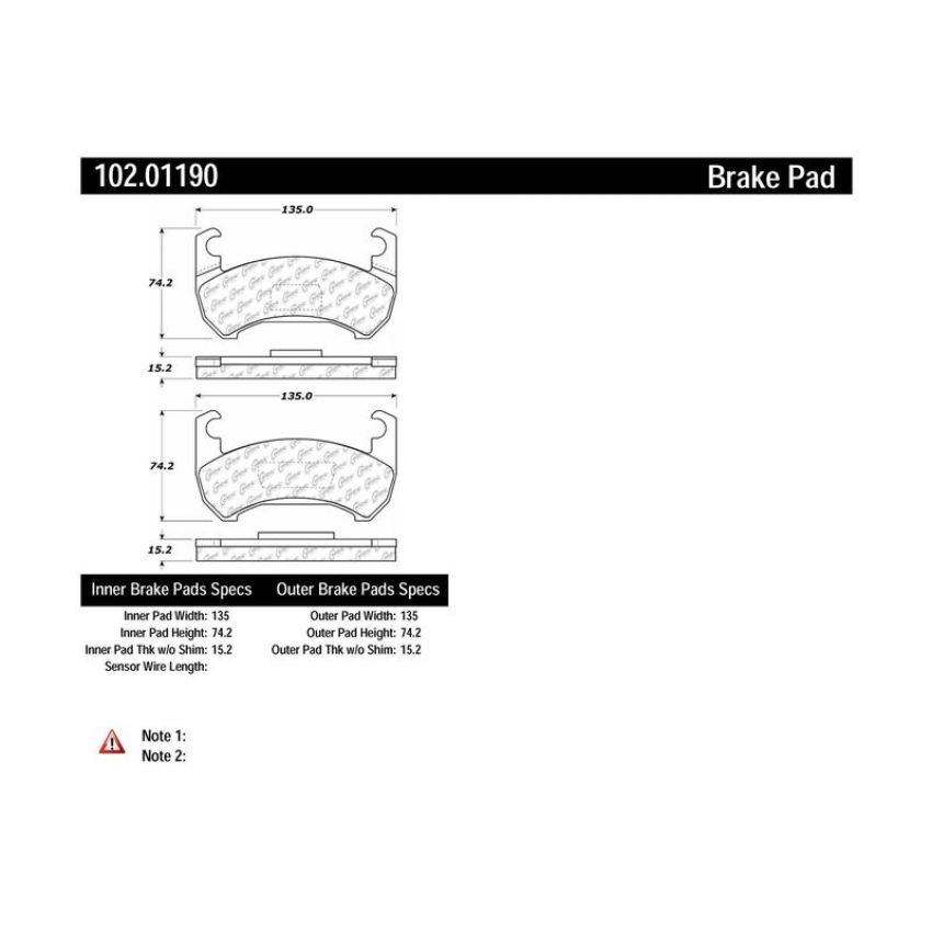 CENTRIC PARTS 102.01190 C-Tek Semi-Metallic Brake Pads with Shims