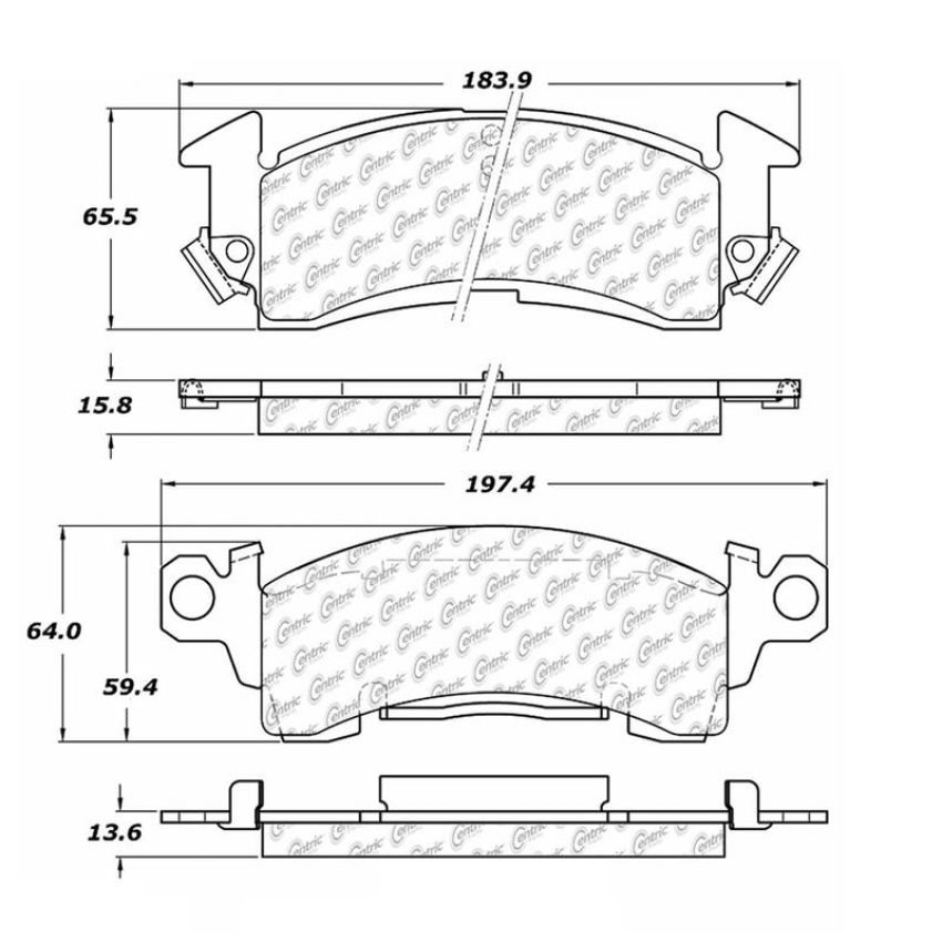 CENTRIC PARTS 102.01220 C-Tek Semi-Metallic Brake Pads with Shims