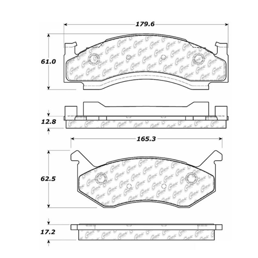 CENTRIC PARTS 102.01230 C-Tek Semi-Metallic Brake Pads with Shims