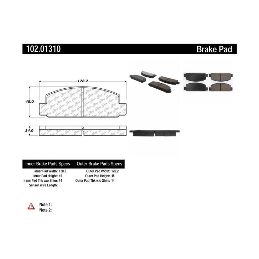 CENTRIC PARTS 102.01310 C-Tek Semi-Metallic Brake Pads with Shims
