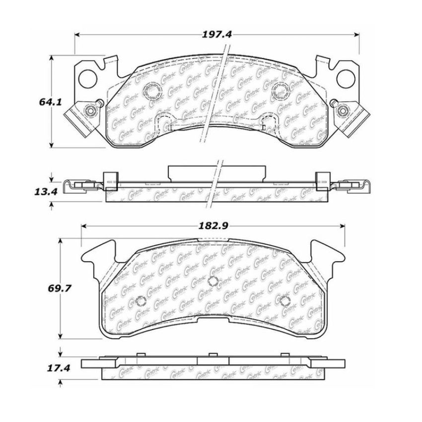 CENTRIC PARTS 102.01530 C-Tek Semi-Metallic Brake Pads with Shims