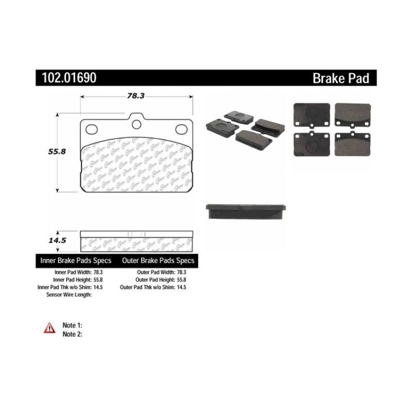 CENTRIC PARTS 102.01690 C-Tek Semi-Metallic Brake Pads with Shims