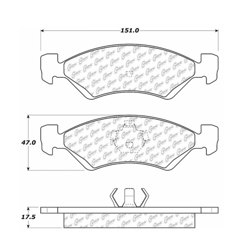 CENTRIC PARTS 102.01700 C-Tek Semi-Metallic Brake Pads with Shims