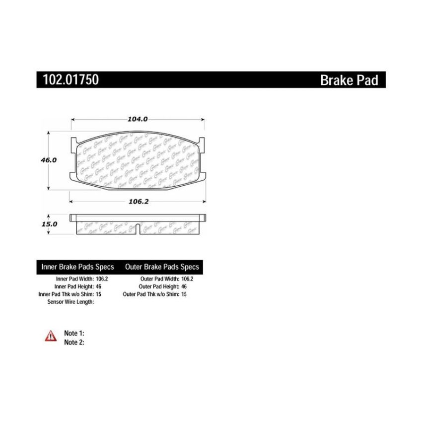 CENTRIC PARTS 102.01750 C-Tek Semi-Metallic Brake Pads with Shims