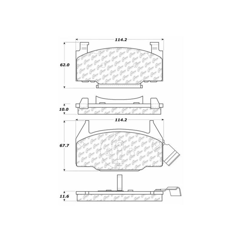CENTRIC PARTS 102.01910 C-Tek Semi-Metallic Brake Pads with Shims