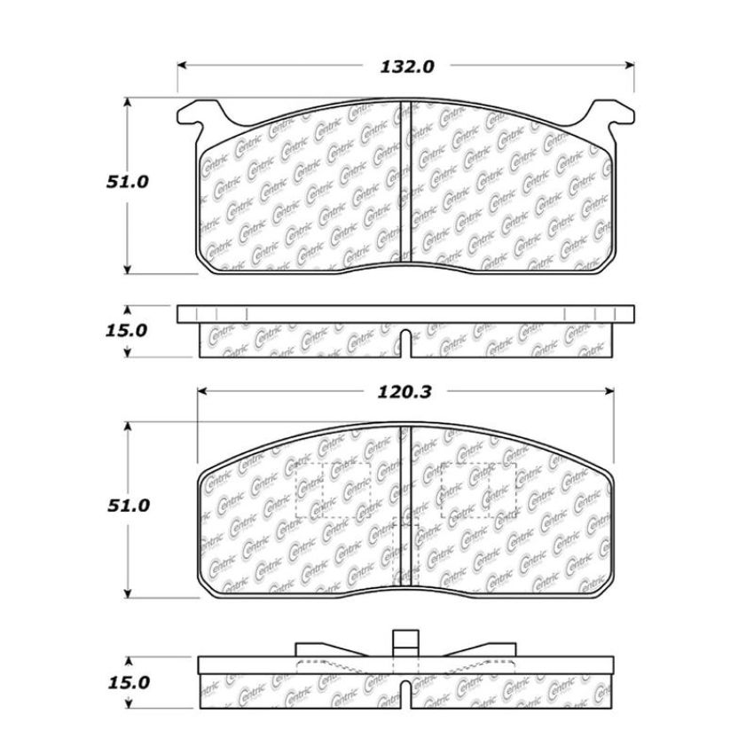 CENTRIC PARTS 102.01970 C-Tek Semi-Metallic Brake Pads with Shims
