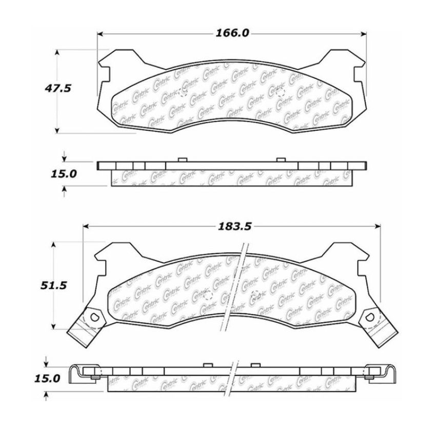 CENTRIC PARTS 102.02040 C-Tek Semi-Metallic Brake Pads with Shims