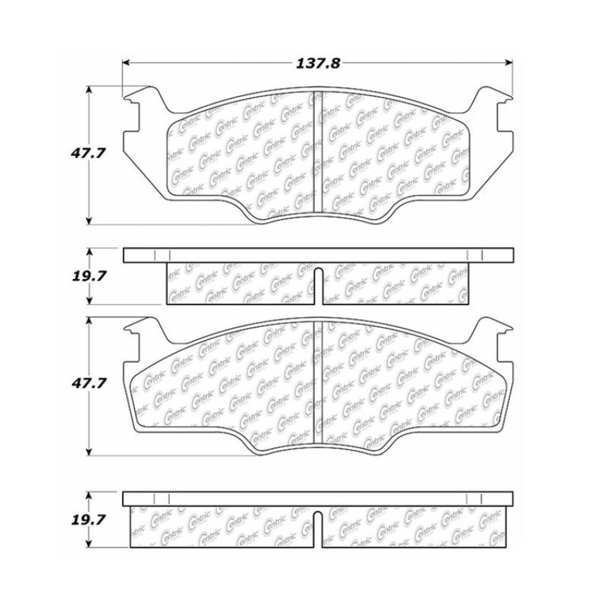 CENTRIC PARTS 102.02060 C-Tek Semi-Metallic Brake Pads with Shims