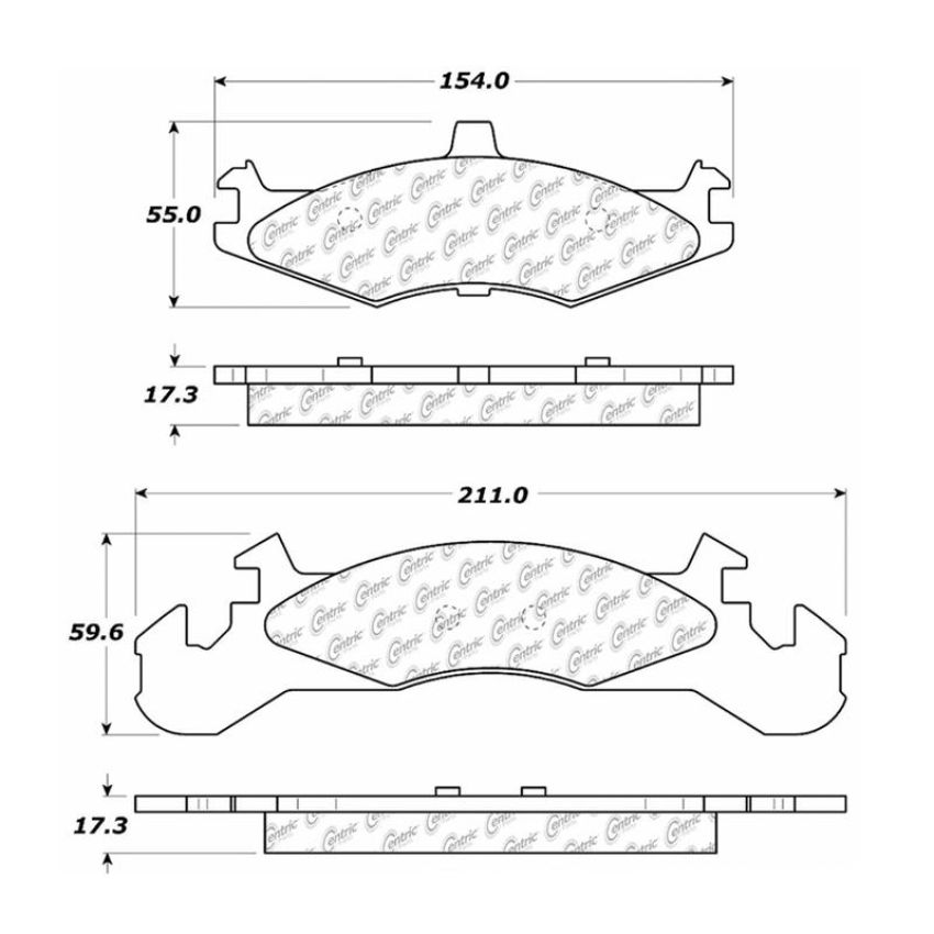CENTRIC PARTS 102.02210 C-Tek Semi-Metallic Brake Pads with Shims