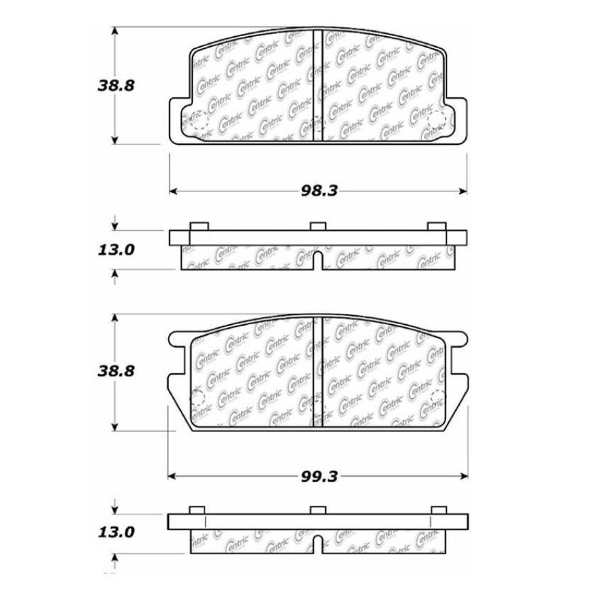 CENTRIC PARTS 102.02350 C-Tek Semi-Metallic Brake Pads with Shims