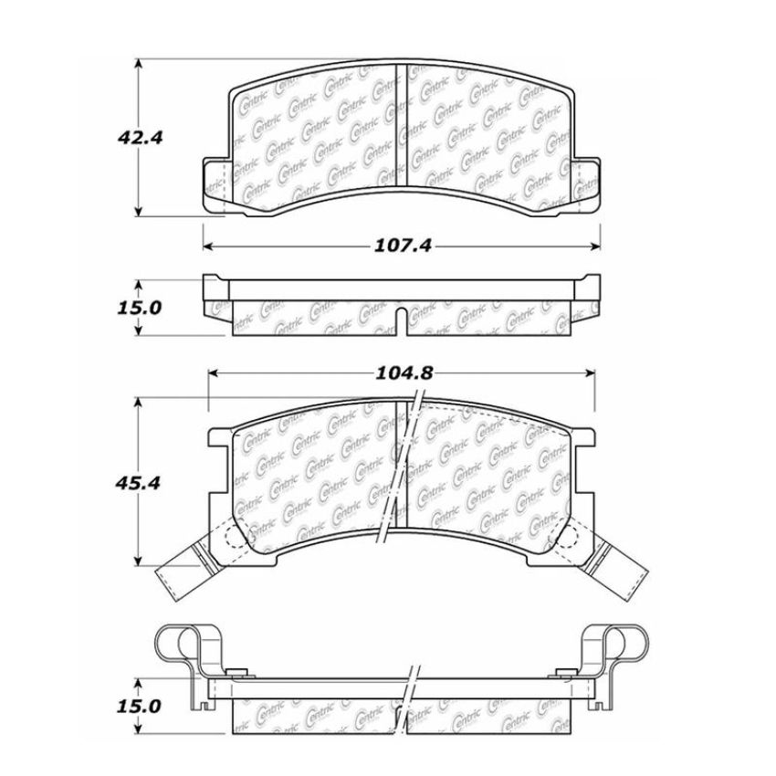 CENTRIC PARTS 102.02400 C-Tek Semi-Metallic Brake Pads with Shims