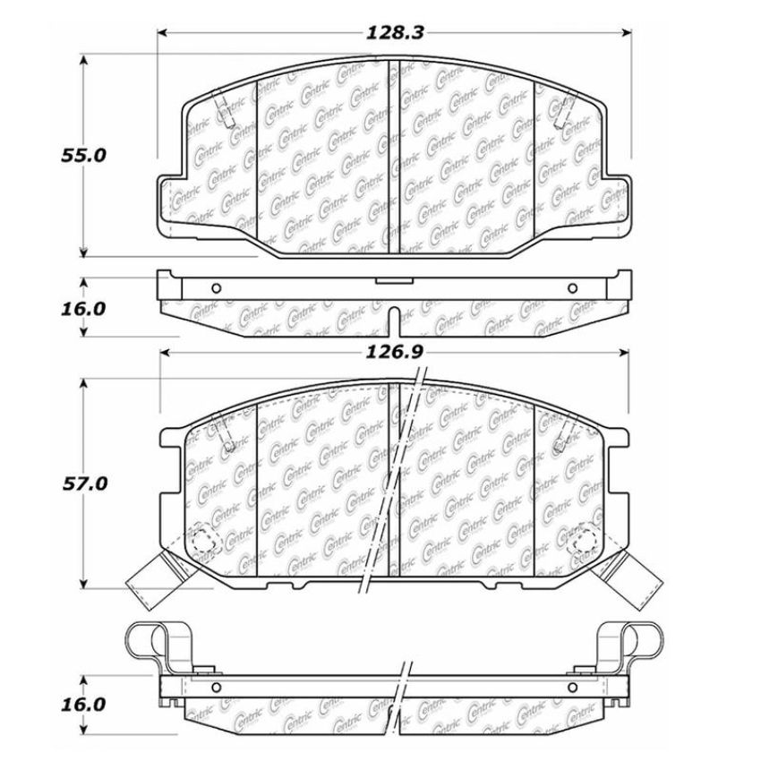 CENTRIC PARTS 102.02450 C-Tek Semi-Metallic Brake Pads with Shims