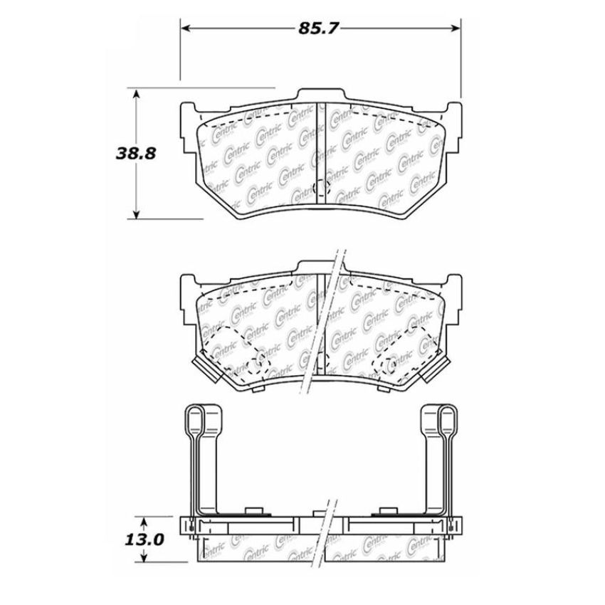 CENTRIC PARTS 102.02770 C-Tek Semi-Metallic Brake Pads with Shims