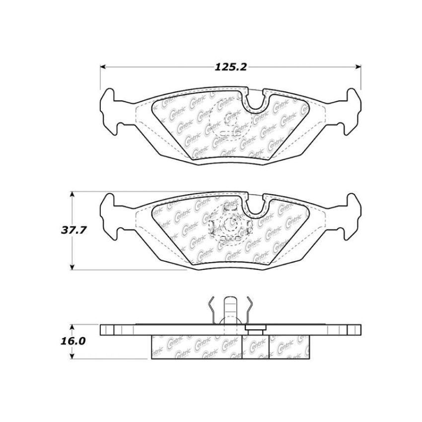 CENTRIC PARTS 102.02790 C-Tek Semi-Metallic Brake Pads with Shims