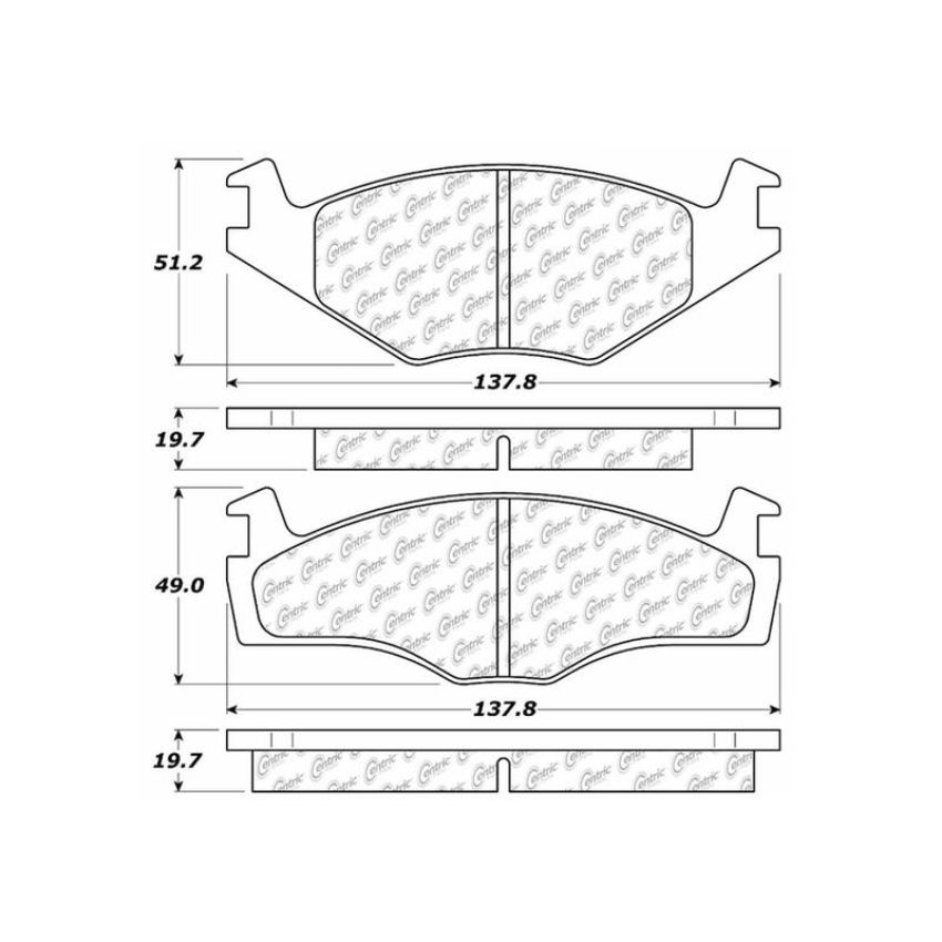 CENTRIC PARTS 102.02800 C-Tek Semi-Metallic Brake Pads with Shims