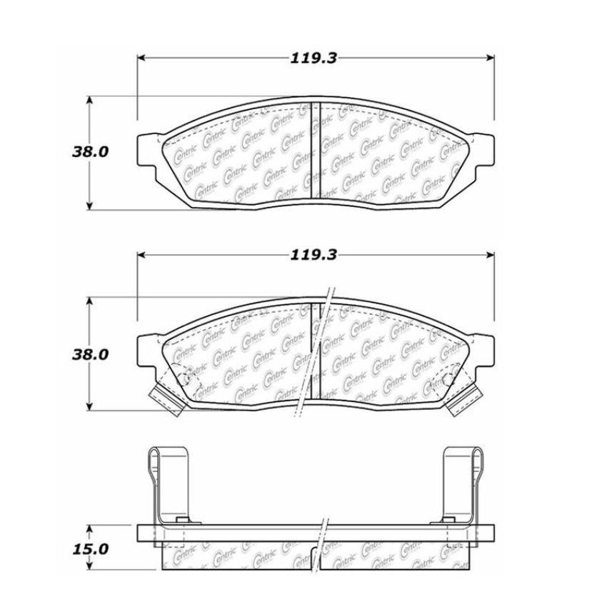 CENTRIC PARTS 102.02810 C-Tek Semi-Metallic Brake Pads with Shims