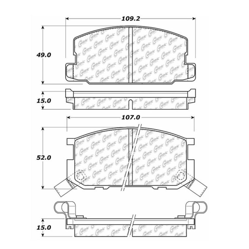 CENTRIC PARTS 102.02820 C-Tek Semi-Metallic Brake Pads with Shims