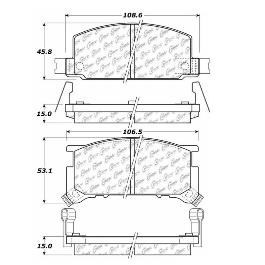 CENTRIC PARTS 102.02910 C-Tek Semi-Metallic Brake Pads with Shims