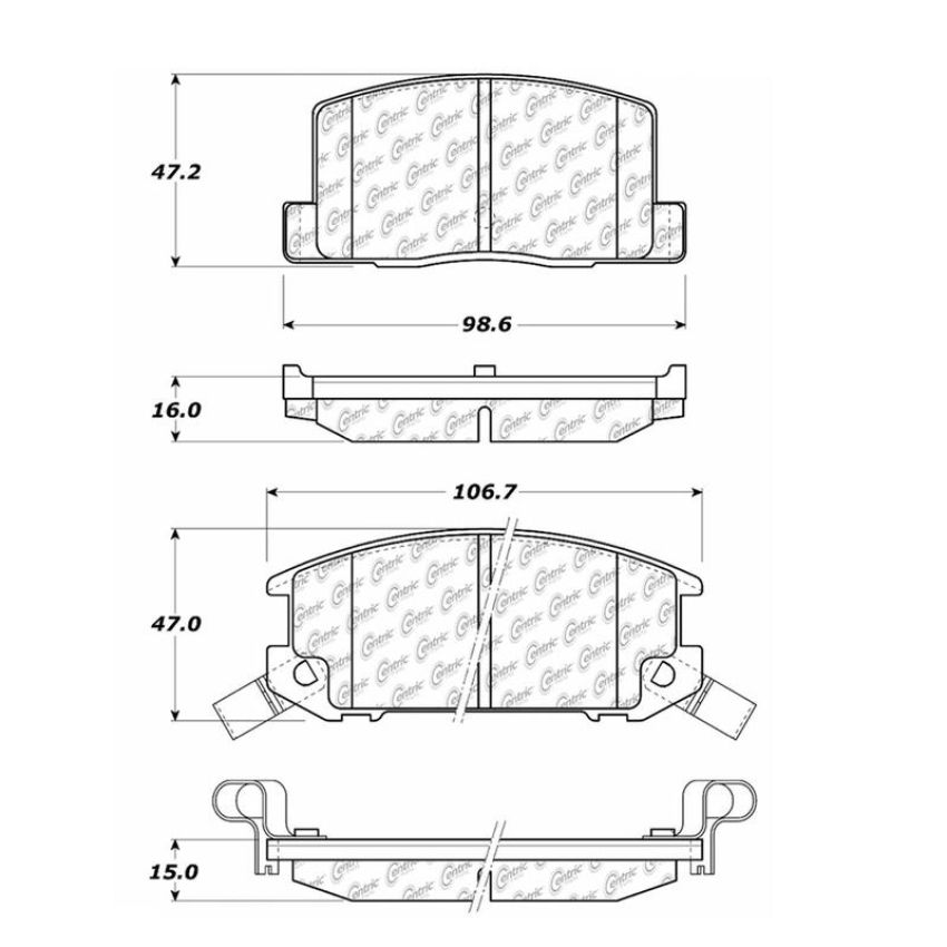 CENTRIC PARTS 102.03090 C-Tek Semi-Metallic Brake Pads with Shims